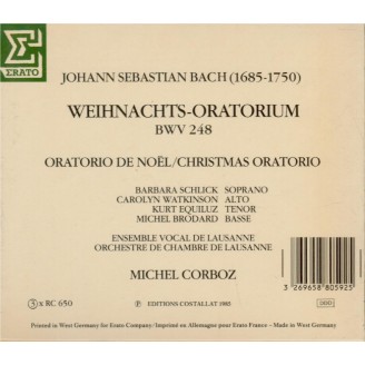 BACH - Corboz - Oratorio de Noël (Weihnachts-Oratorium), pour solistes..